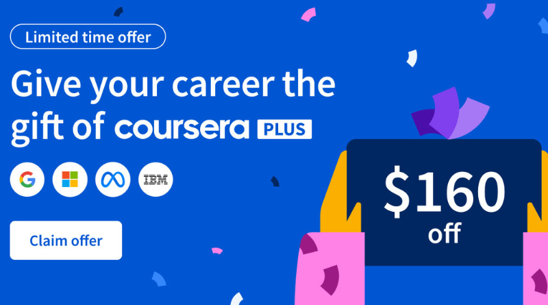 $160 OFF Coursera Plus Annual Subscription